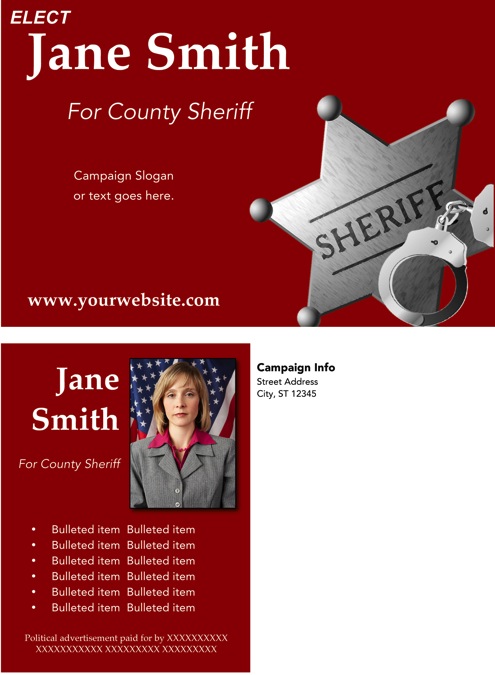 Sheriff Candidate Print Templates – Red Theme | Online Candidate