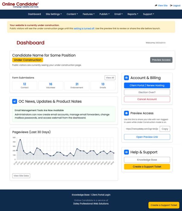 Online Candidate Dashboard
