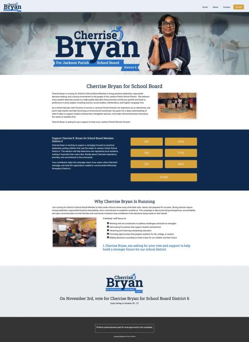 School Board Campaign Website Example from Online Candidate