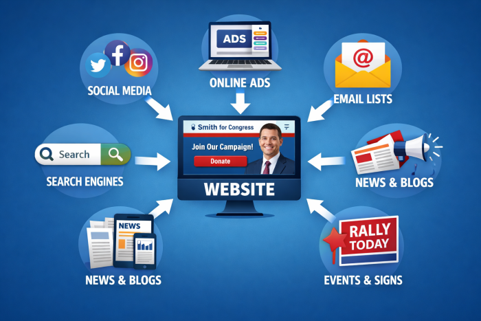Traffic channel sources to political campaign website