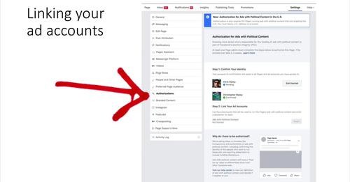 facebook ad authorization and advertising linking screen shot