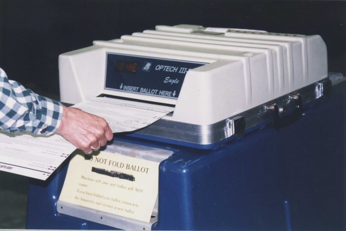 Voting machine in use