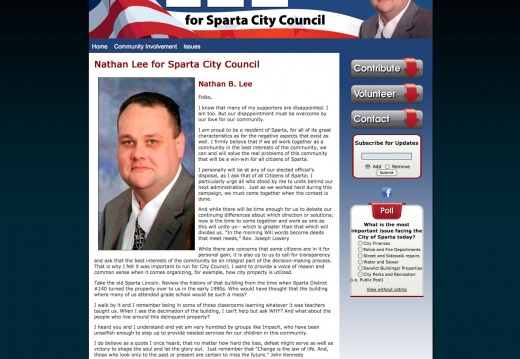 Nathan Lee for Sparta City Council (13653 visits) Nathan Lee for Sparta City Council