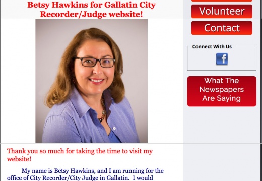 Betsy Hawkins for Gallatin City Recorder (25312 visits) Betsy Hawkins for Gallatin City Recorder