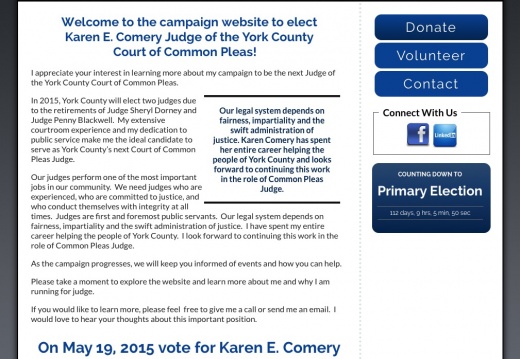 Karen E Comery for Judge of the York County Court of Common Pleas