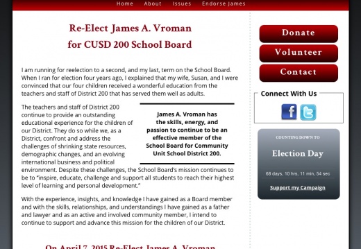 Re-Elect James A. Vroman for Community Unit School District 200 School Board