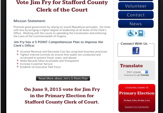 Jim Fry for Stafford County Clerk of the Court