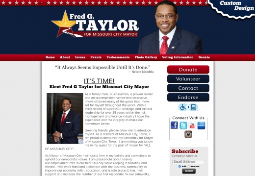 Elect Fred G Taylor for Missouri City Mayor