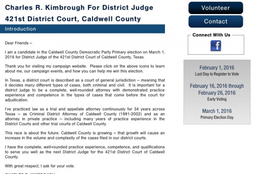 Charles R. Kimbrough For District Judge 421st District Court, Caldwell County