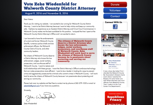 Zeke Wiedenfeld for Walworth County District Attorney