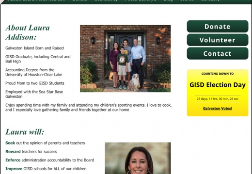 Elect Laura Addison for Galveston School Board District 5-E