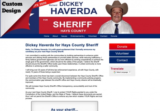 Dickey Haverda for Hays County Sheriff (2624 visits) Dickey Haverda for Hays County Sheriff
