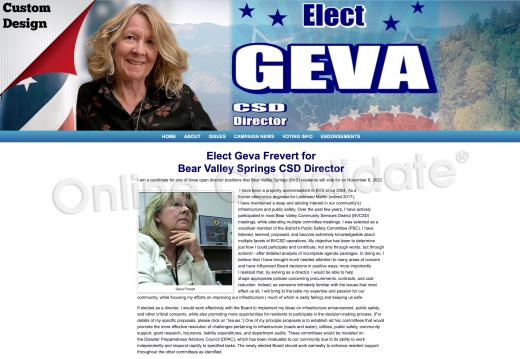 Geva Frevert for Bear Valley Springs CSD Director