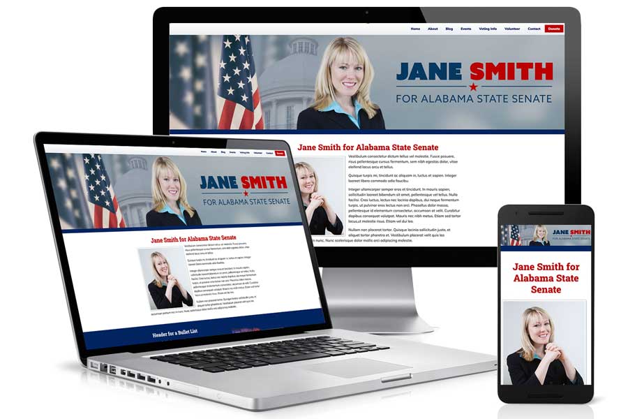 Alabama Candidate Website Design on screens