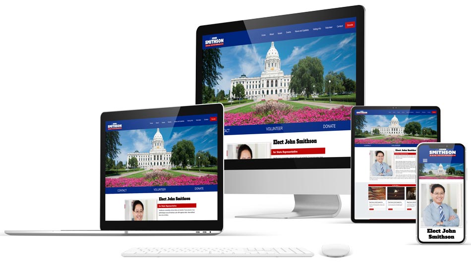 New Jersey political candidate websites on screens