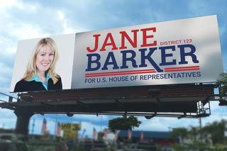 Billboard showing Political Candidate Branding