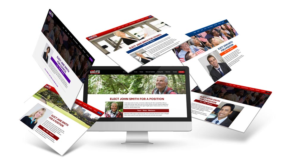 Template Based Campaign Website Examples on Screens