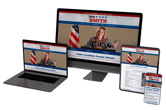 Political Website Exampale shown on Multiple Devices