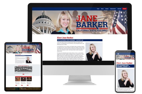 California State Candidate Website Design on screens