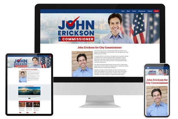 Commissioner Campaign Website Design on screens