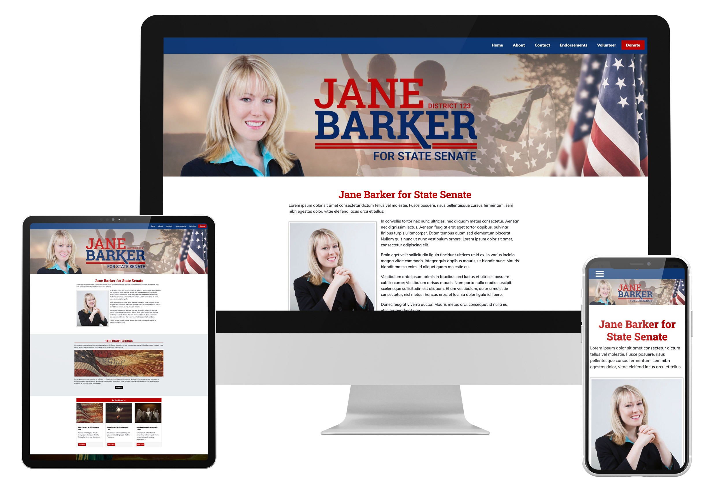 State Candidate Website Design on screens